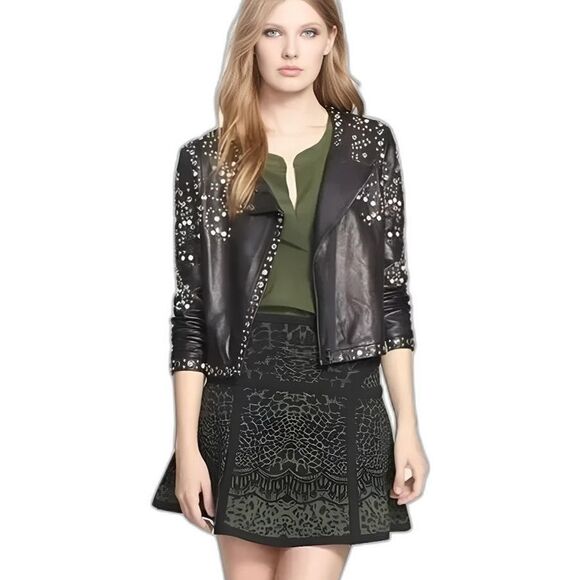 Diane von Furstenberg Flote skater skirt animal print DVF S - Picture 1 of 13